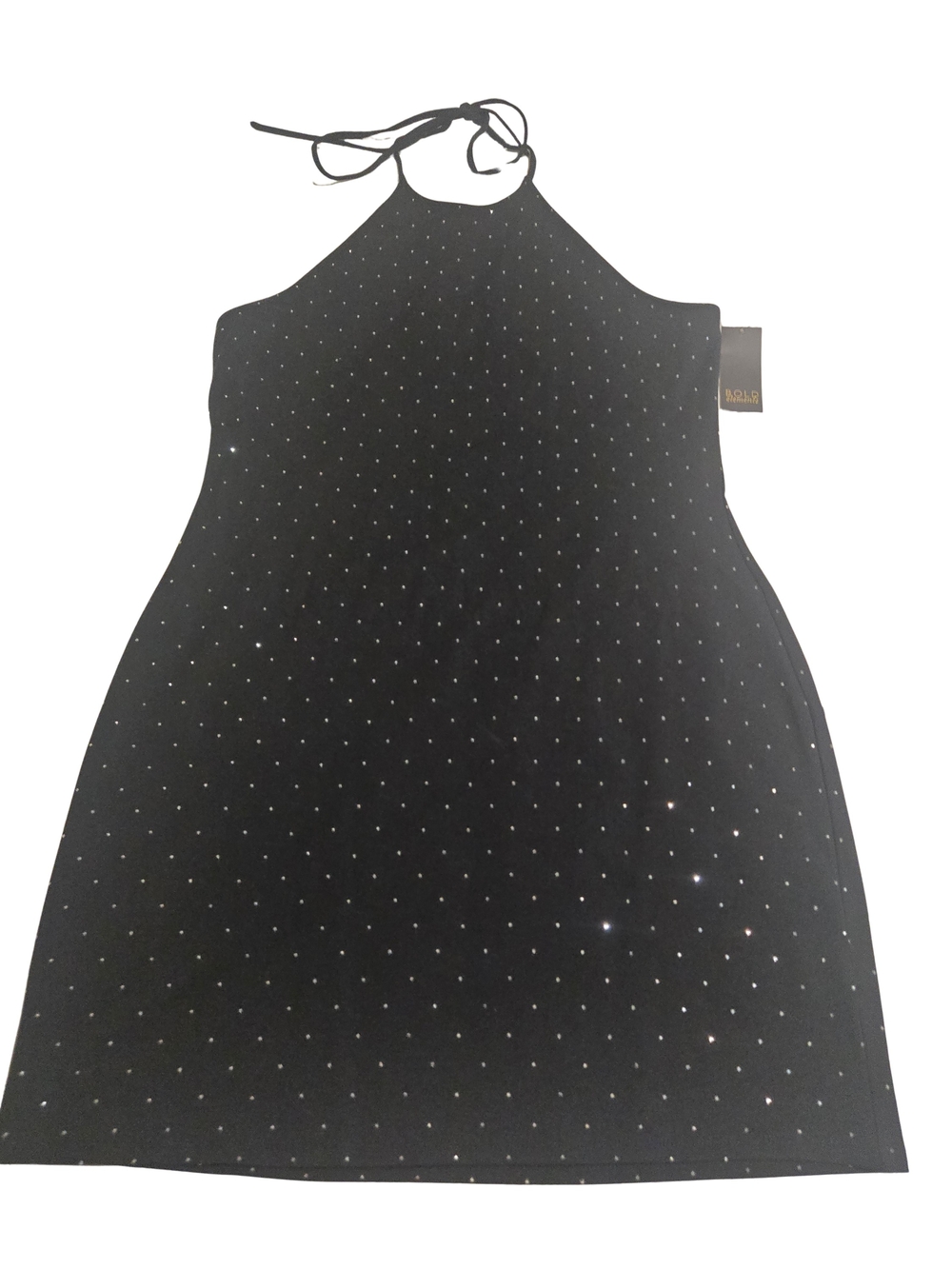 Both elements black halter dress with diamond rhinestones, Size Xl NWT